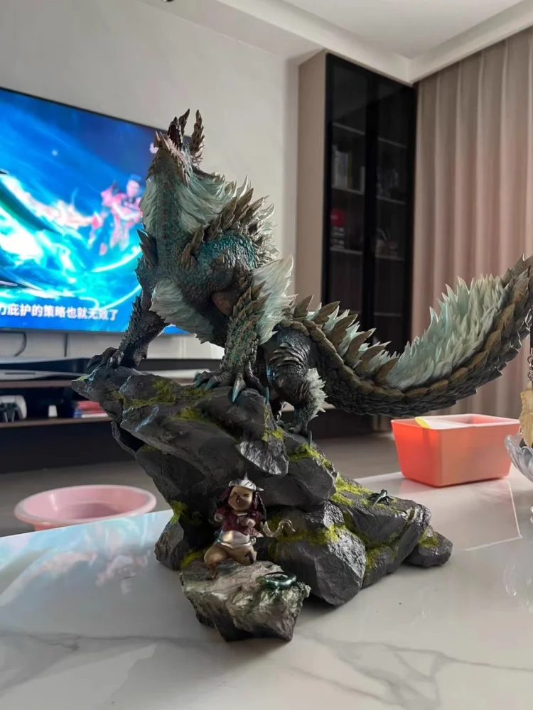 2024 New Monster Hunter World Thunder Wolf Dragon Figure Anime Statue Ornament Gk Game Monster Oversized Model Luminous Figure