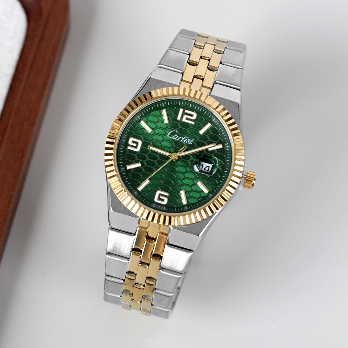 Hoge kwaliteit herenklok waterdicht datum man horloge roestvrij staal quartz herenhorloges mode honingraat wijzerplaat polshorloge reloj