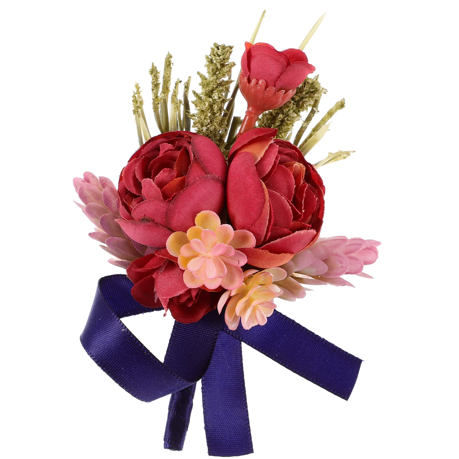 

2pcs Artificial Flower Corsage Boutonniere Decor For Bridegroom Wedding Party Best Man Fake Flower Accessory Simulation