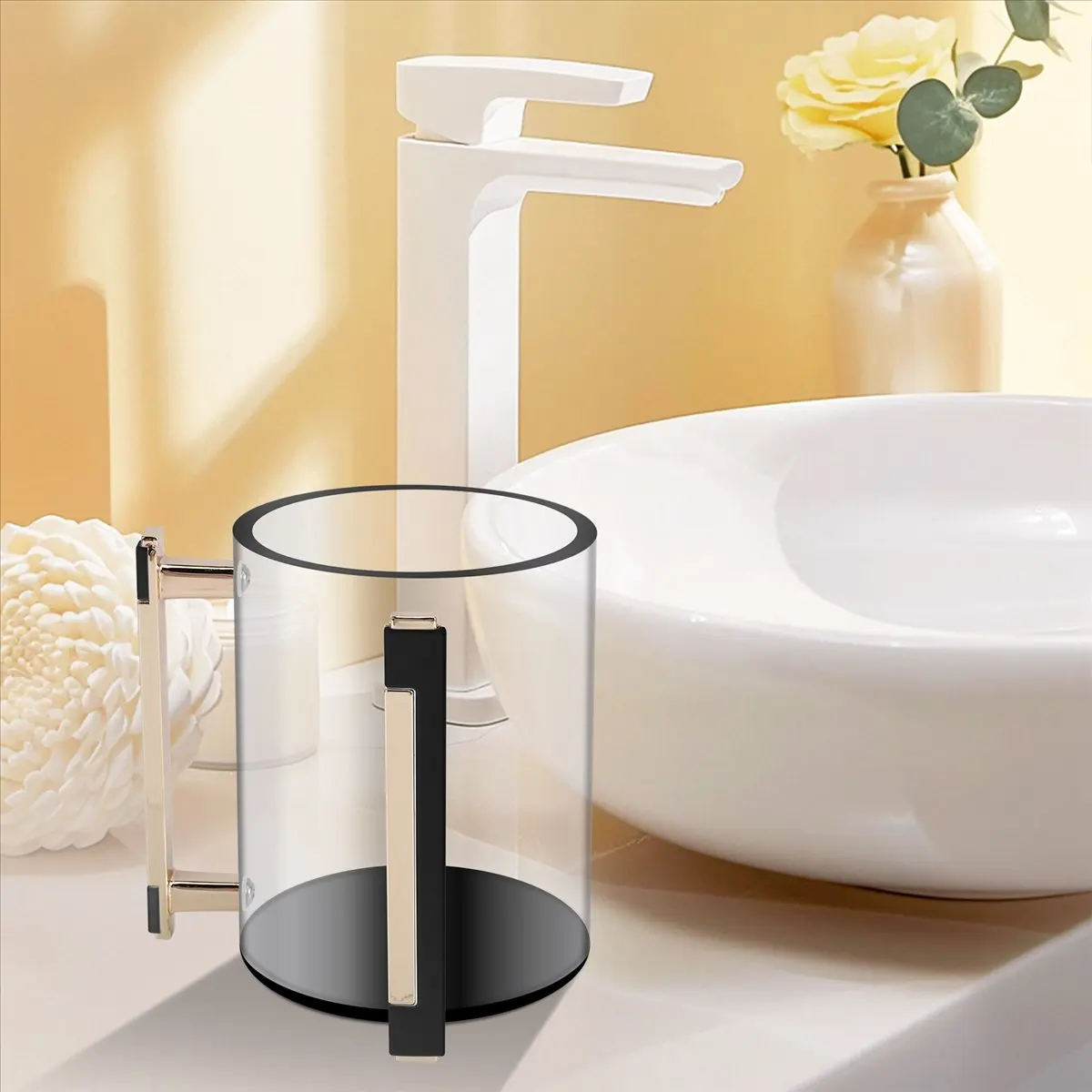 ABYB Hand Washing Cup Acrylic Round Washing Cup Hand Wash Cup with Two Metal Handles for Jewish Prayer Wash Cup