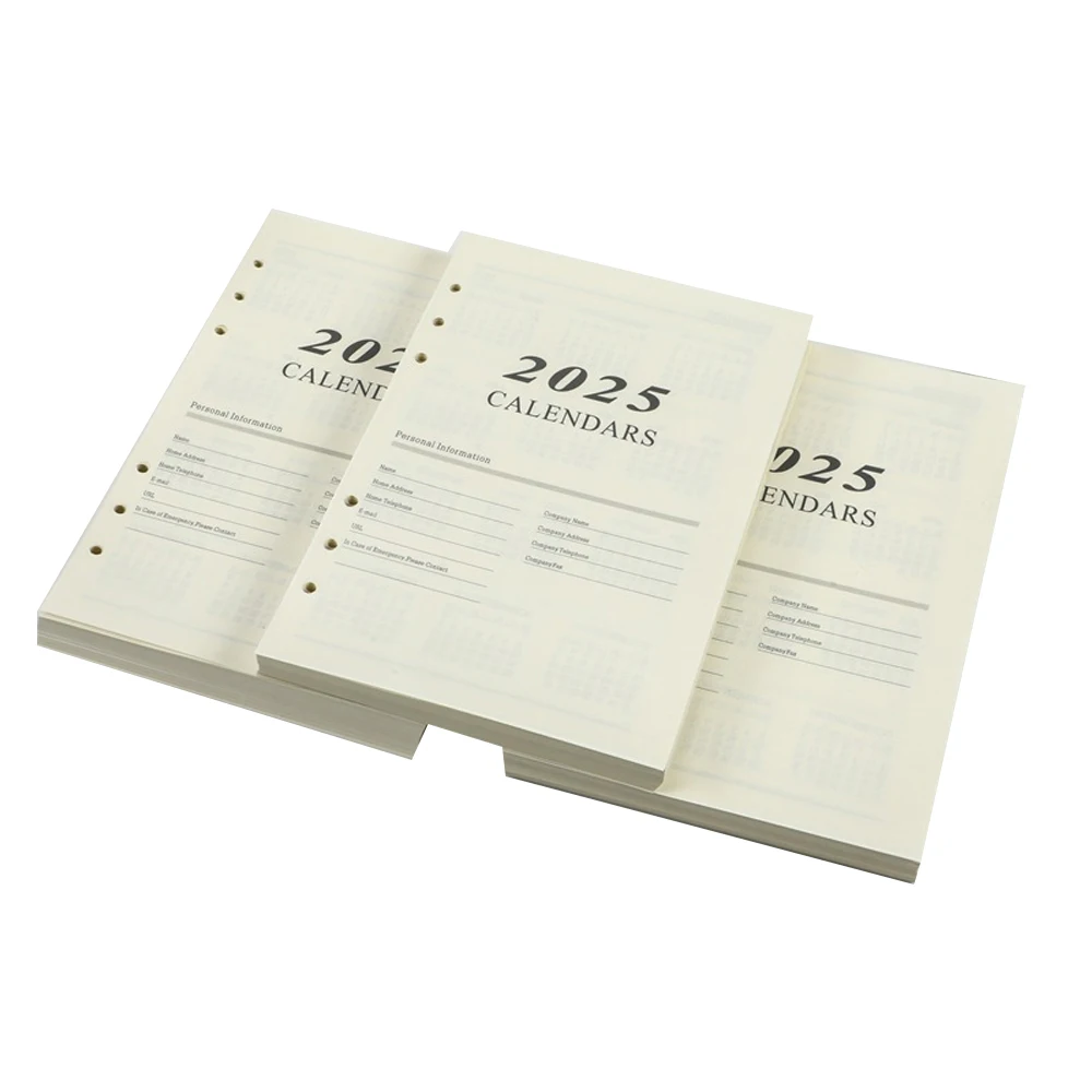 

2025 A5 Calendar Refill Paper 6 Ring Binder Inserts 6 Hole Planner Refills Pages Planner Notebook Diary School Stationery