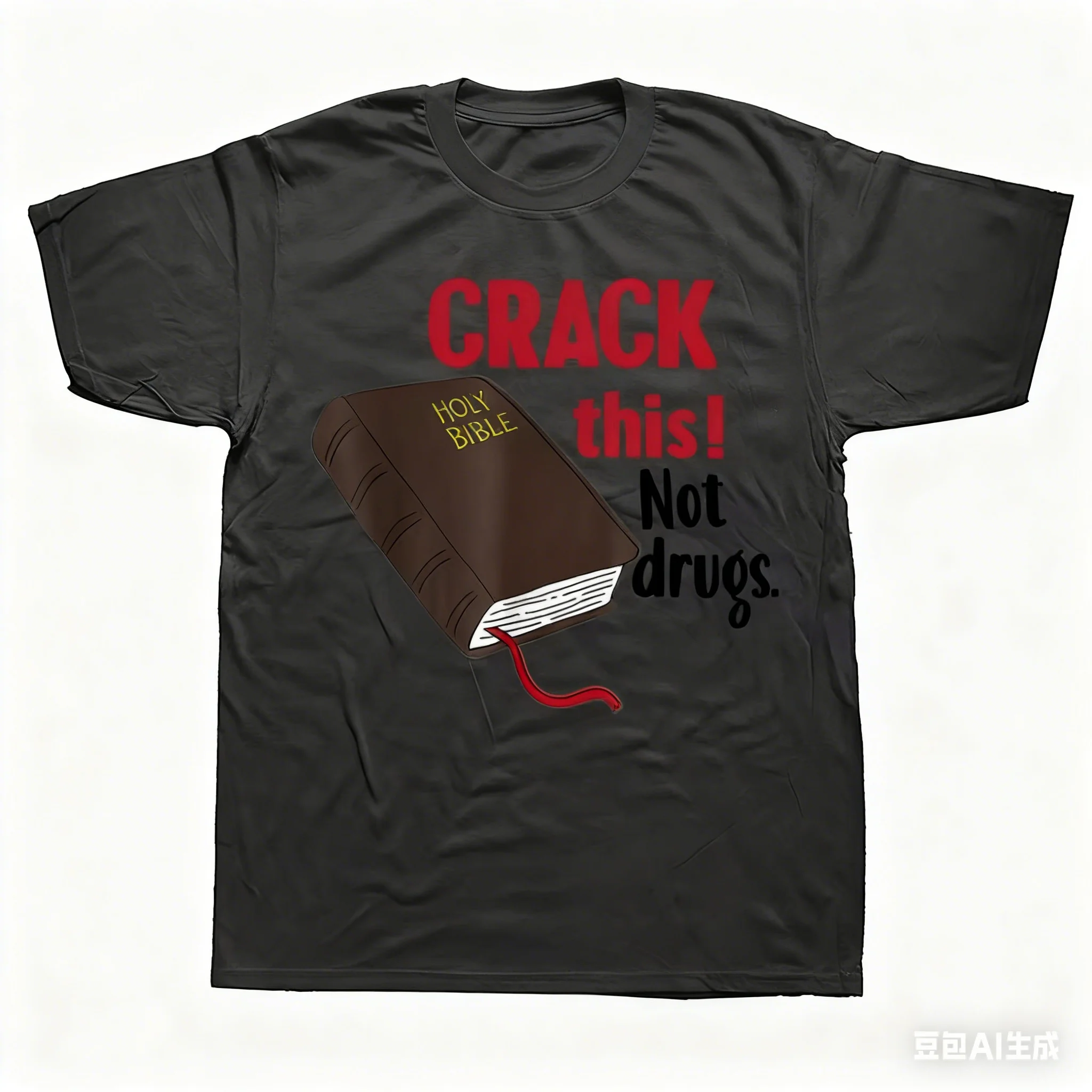 T-shirt en coton pour hommes, Streetwear, décontracté, ample, surdimensionné, à la mode, drôle, craquelé, cette pas drogues, Bible sainte, dieu chrétien