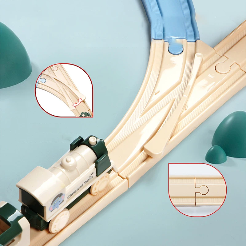 Fai da te assemblaggio elettrico Rail Car Toy Set Puzzle Versatile Block Assembly piccolo treno pista giocattolo educativo per i bambini