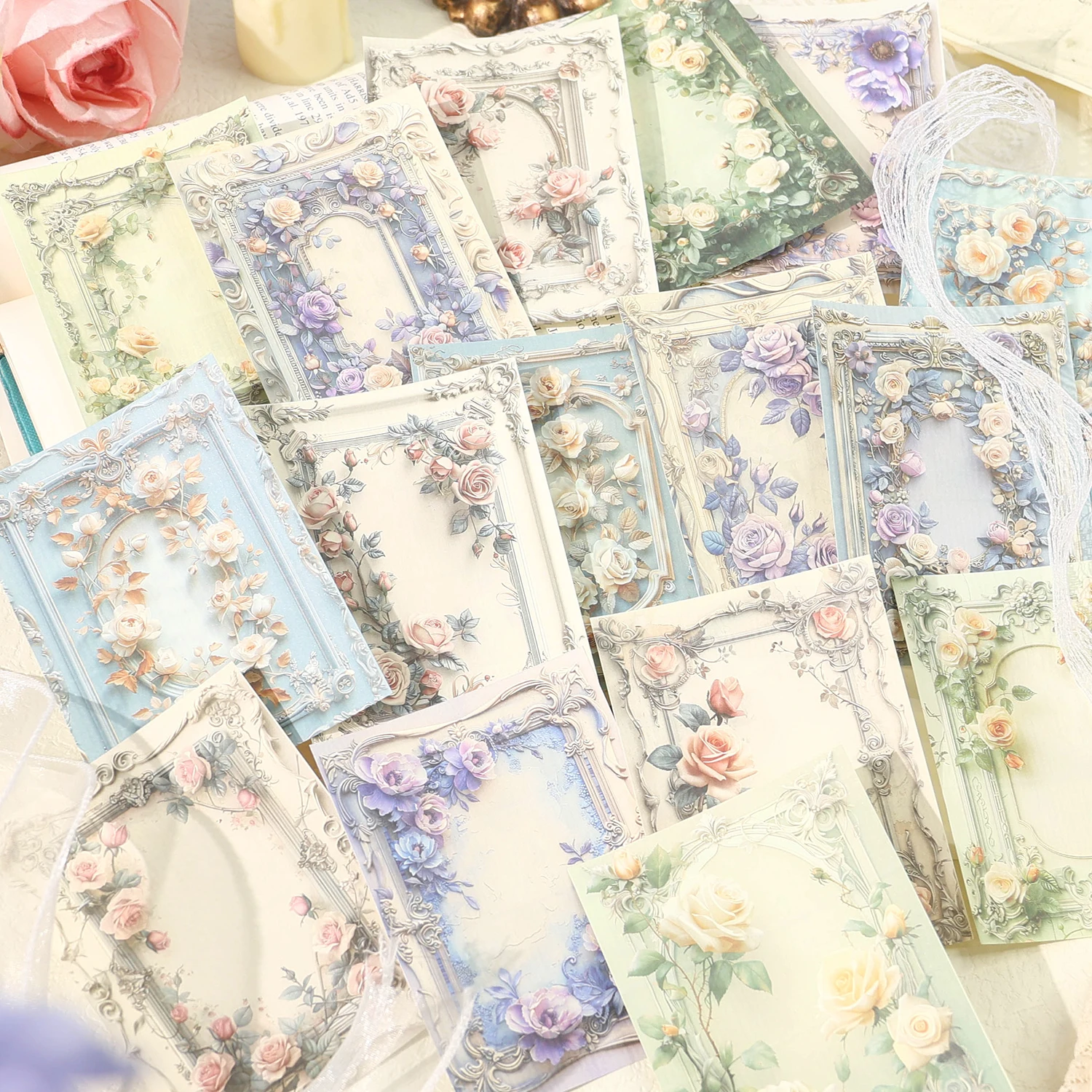 30pcs Floating Light Flower Realm Material Paper Aestheti Scrapbooking Journaling Vintage Stationery Aesthetic Plants Manuscript
