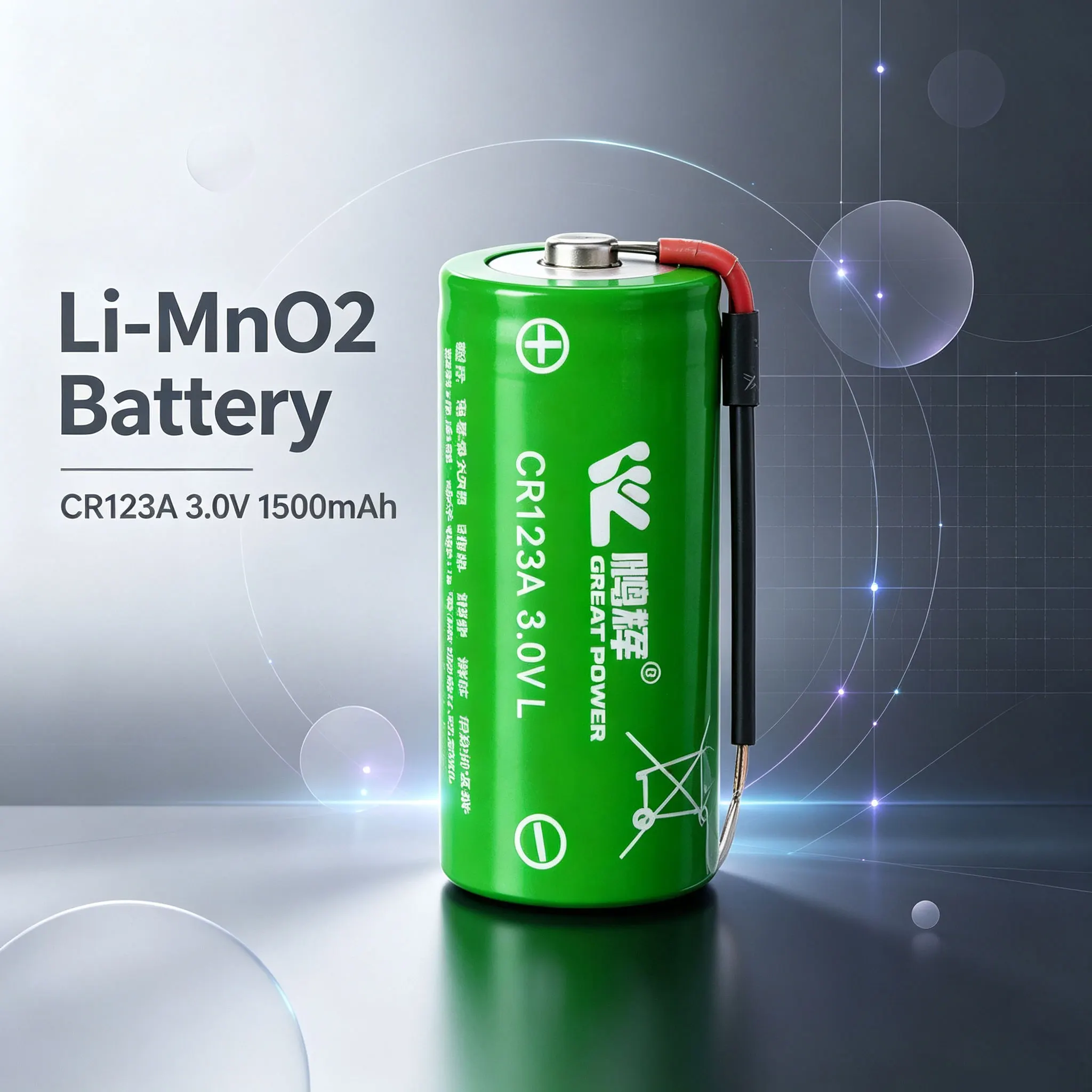 CR123A CNC machine controller, intelligent toilet, water meter, smoke alarm, camera, GPS locator, 3V Li-MnO2 Battery