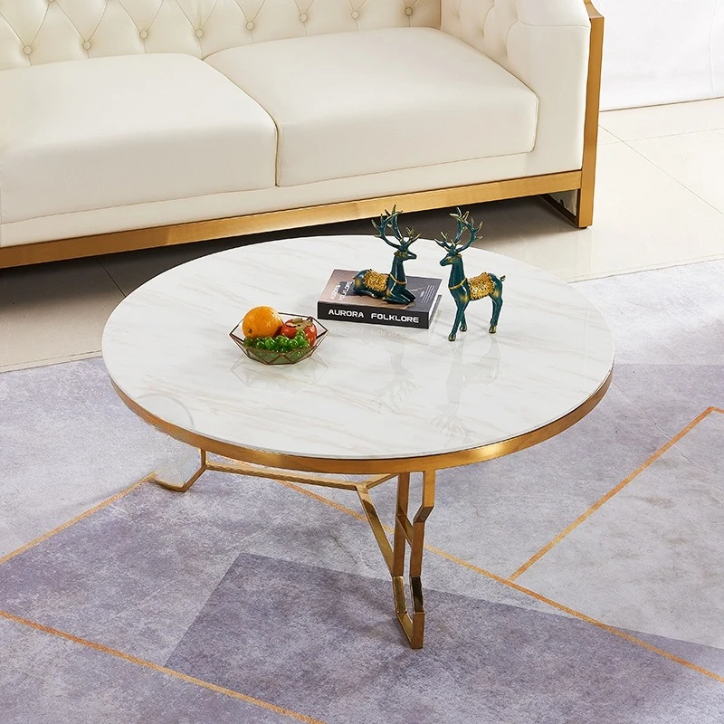 

Italian style, light luxury, rock slab, coffee table, round, marble, modern, simple, living room
