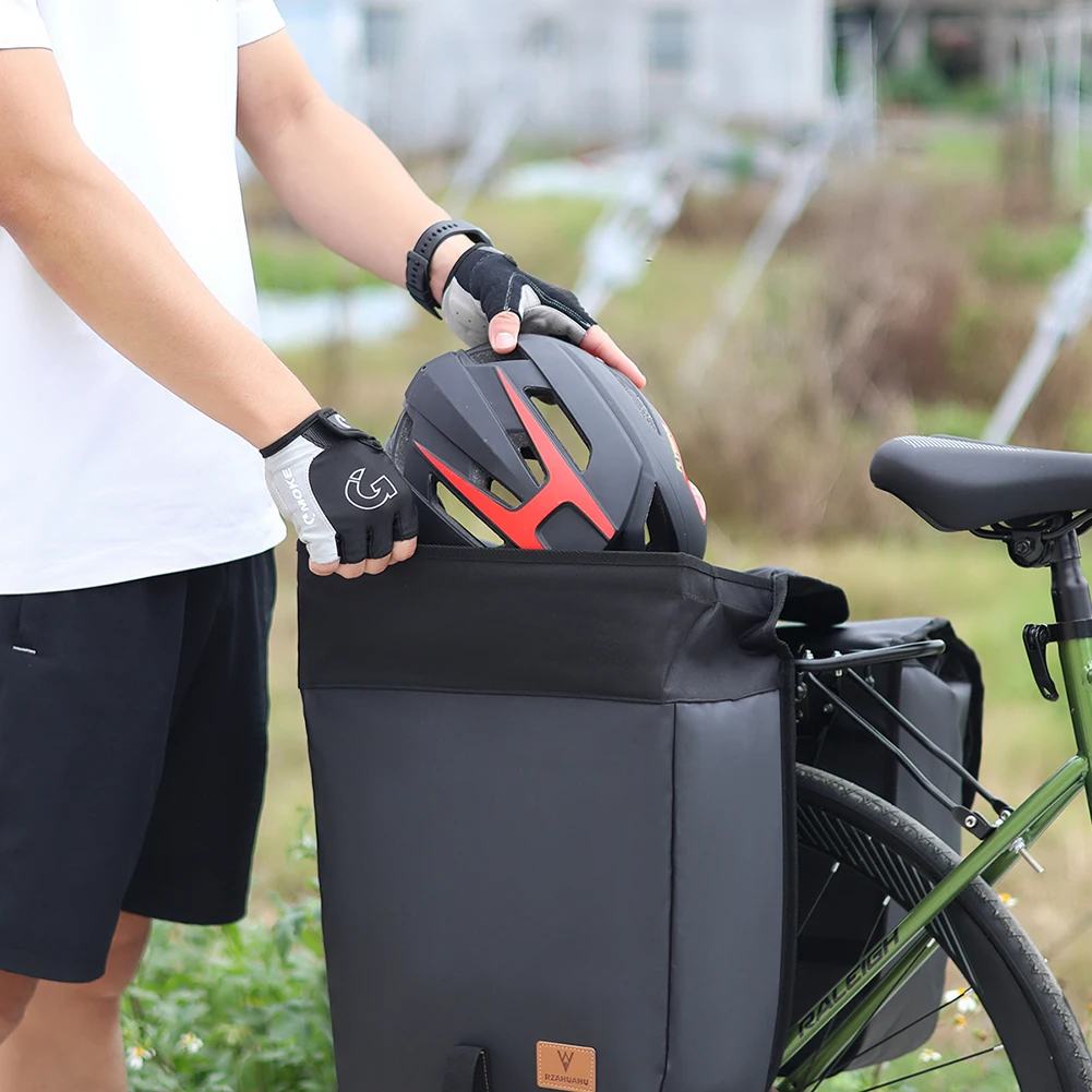 Borsa per sedile posteriore per bicicletta borsa multifunzione a doppia borsa per sedile posteriore impermeabile confezione con manico per viaggi in bicicletta all'aperto