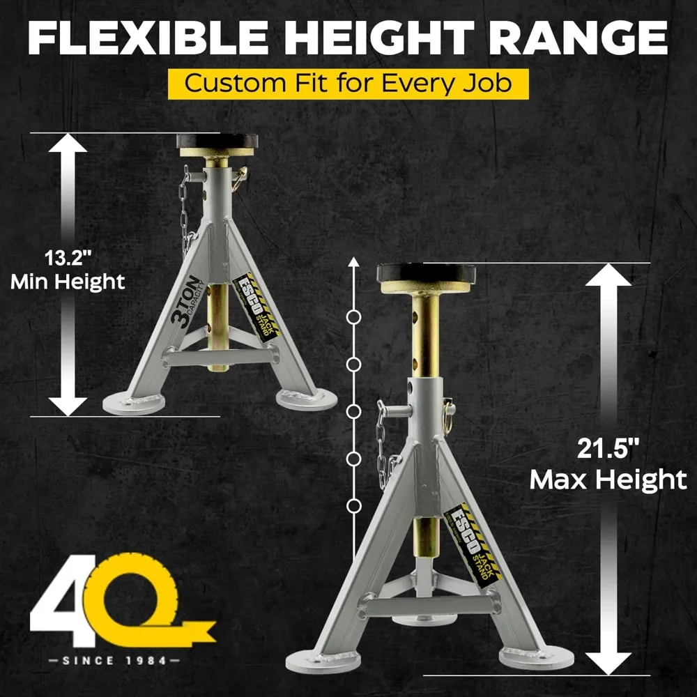 견고한 3톤 용량의 잭 스탠드, 한 쌍, 신뢰할 수 있는 차량 지지 및 유지보수용
