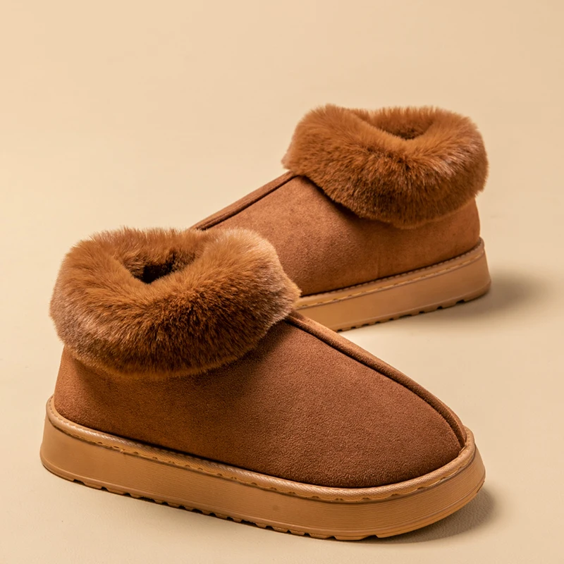 Men's Winter Slip-On Slippers Thick Memory Foam Sole, Ultra-Soft Fleece Lined, High-Top Warm House Shoes for Indoor & Outdoor