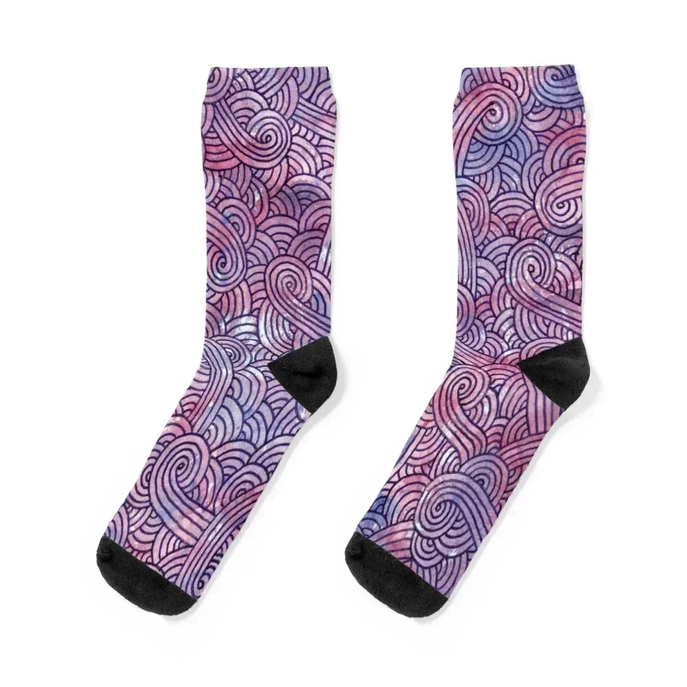 

Purple swirls doodles Socks fashionable golf Stockings compression cycling Socks For Girls Men's