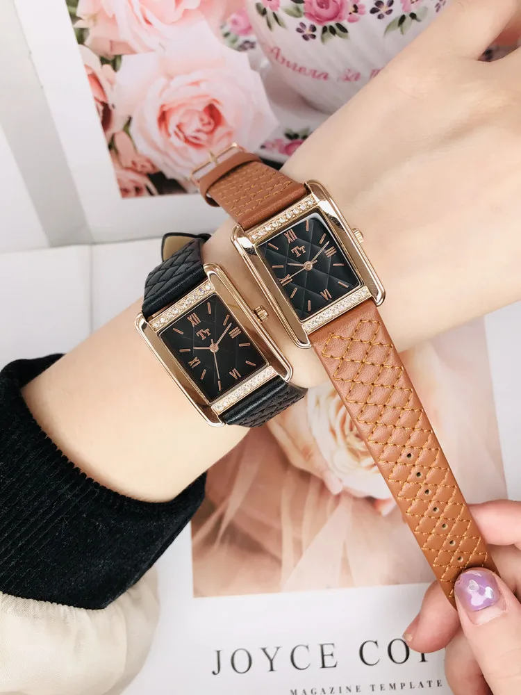 New Rectangular Women'S Watch, Minimalist Style, High-End And Luxurious, Vintage Leather, Fashionable Women'S Wristwatch.
