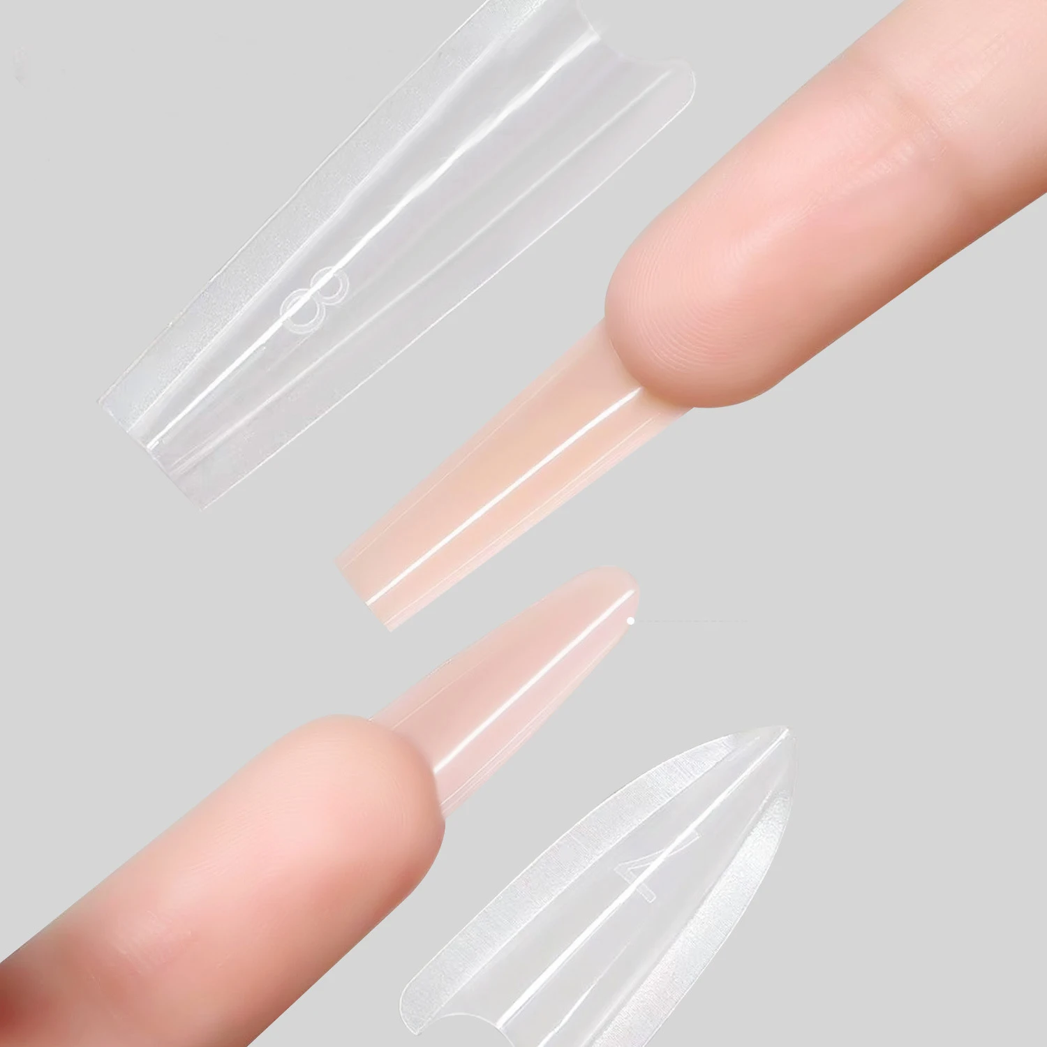 240 Stück Sandwich-Doppel-Nagelformen zur Verlängerung, wiederverwendbar, gemischte 15 Größen, Sarg- und Mandelform, schnelle Nagelverlängerung, Maniküre-Werkzeuge, Top-Qualität – Detail 8