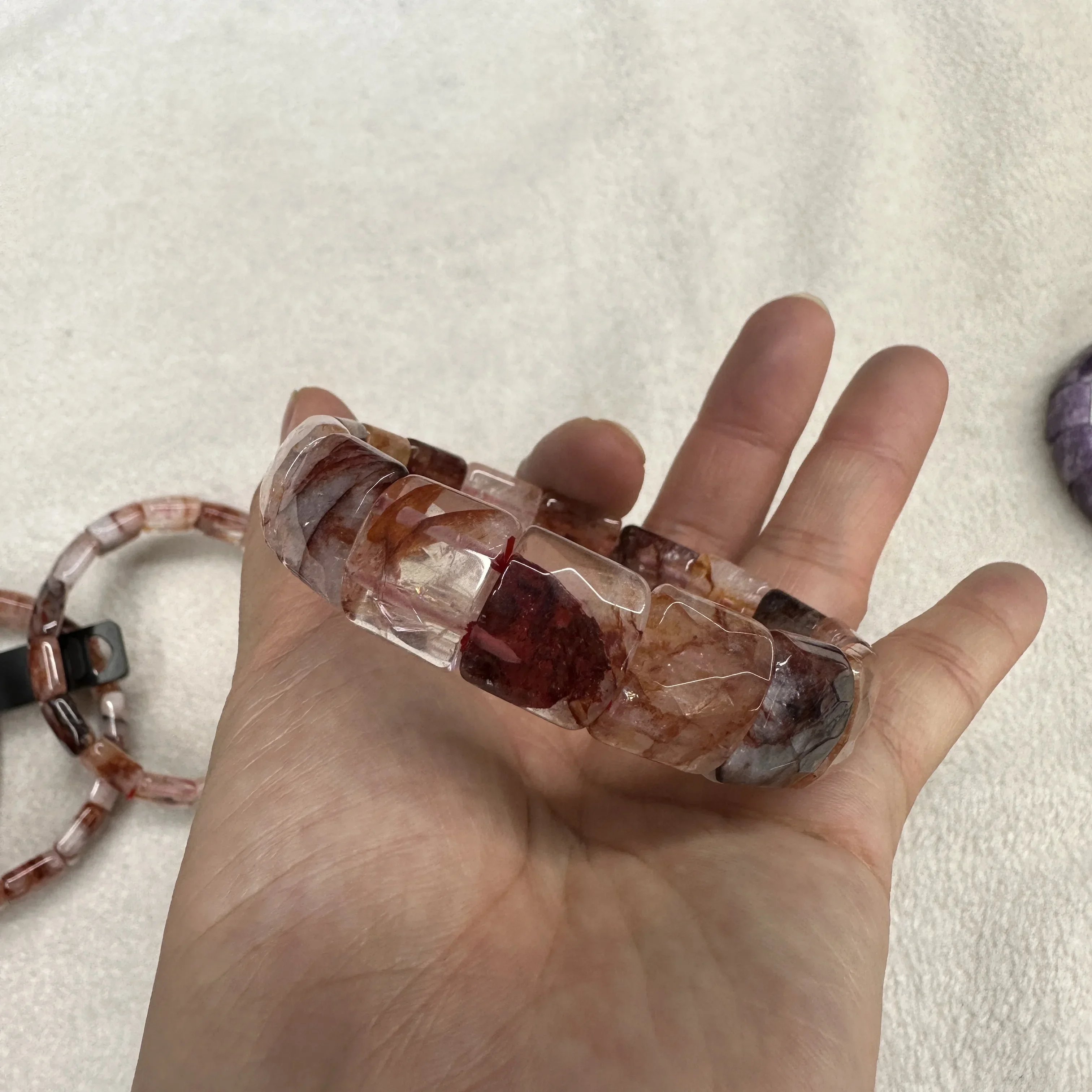 9*13mm Natural Crystal Bracelet Red Glue Flower Bracelet Fire Crystal Quartz Bracelet Fashion Jewelry For Women Gift Wholesale