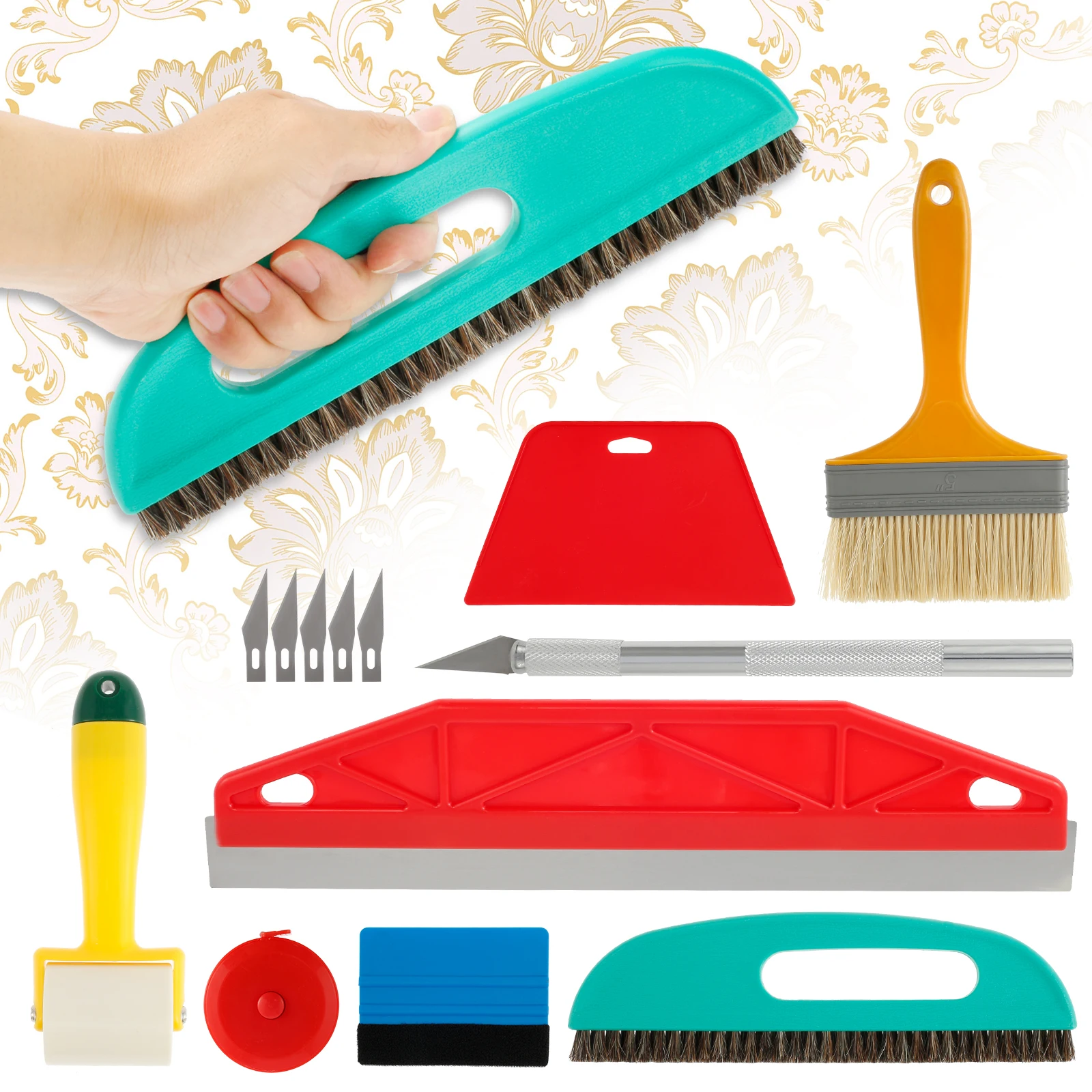 

13/7pc Wallpaper Smoothing Tool Kit Applying Wallpaper Scraper Tint Film Installation Carving Gadget for Peel Sticke Wallpaper
