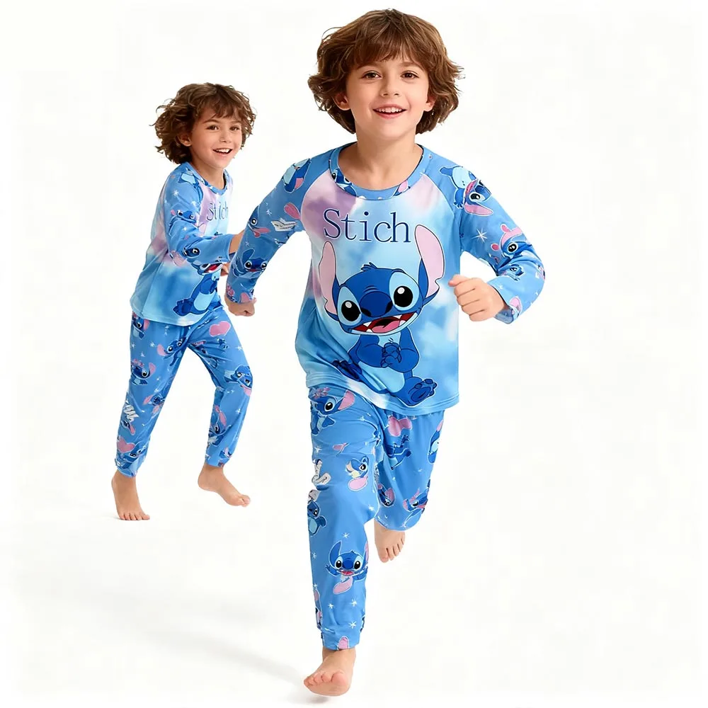طقم بيجامات بأكمام طويلة مطبوع عليه رسوم كرتونية للجنسين، ملابس نوم ناعمة ومريحة للفتيات بيجامات للأولاد ملابس مريحة
