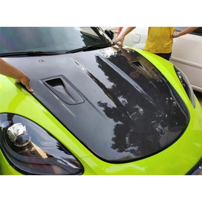 

Gloss Real Carbon Fiber Engine Hood For 718 Series Exterior Mod Accessories