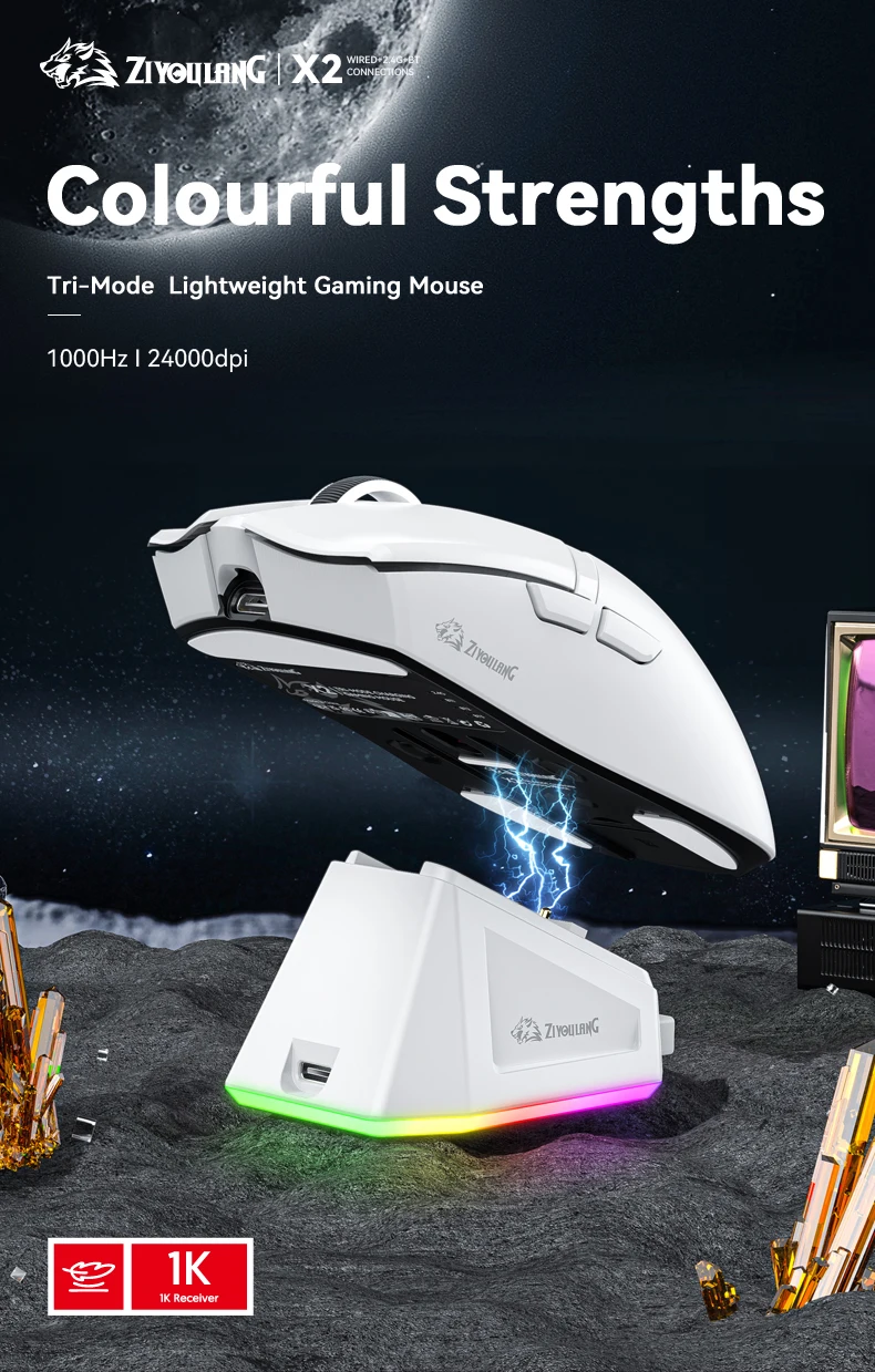 X2 무선 마우스, 24000DPI PAW3311 BT/2.4G/유선 삼중 모드 마우스 초경량 자기 충전 도크 게임용 마우스 -  AliExpress