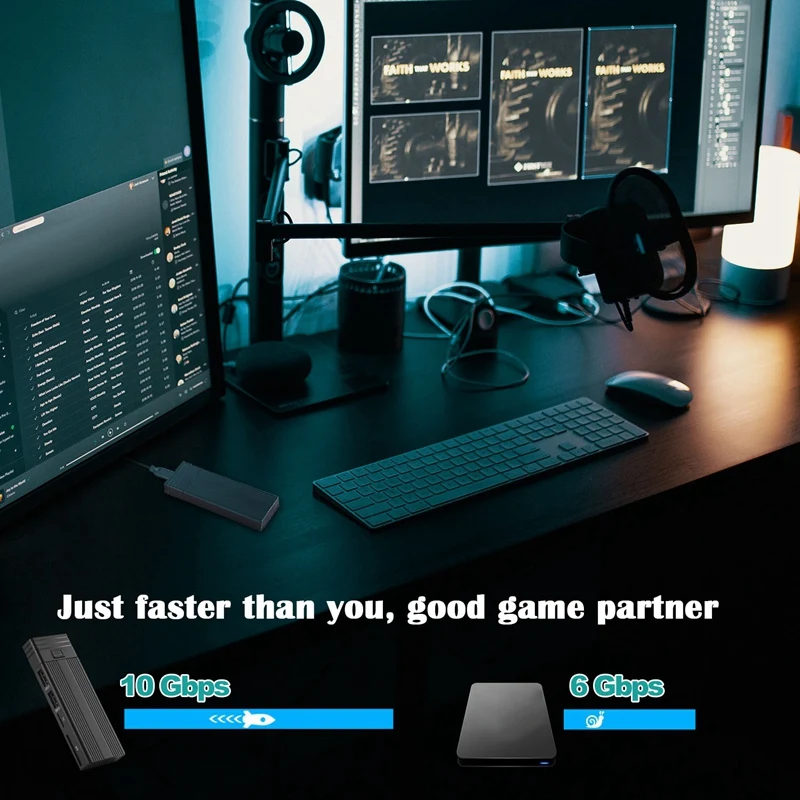 2 In 1 Type C To M.2 NGFF NVME To USB3.0 3.2 10G SSD Enclosure Solid State Drive Box+HUB