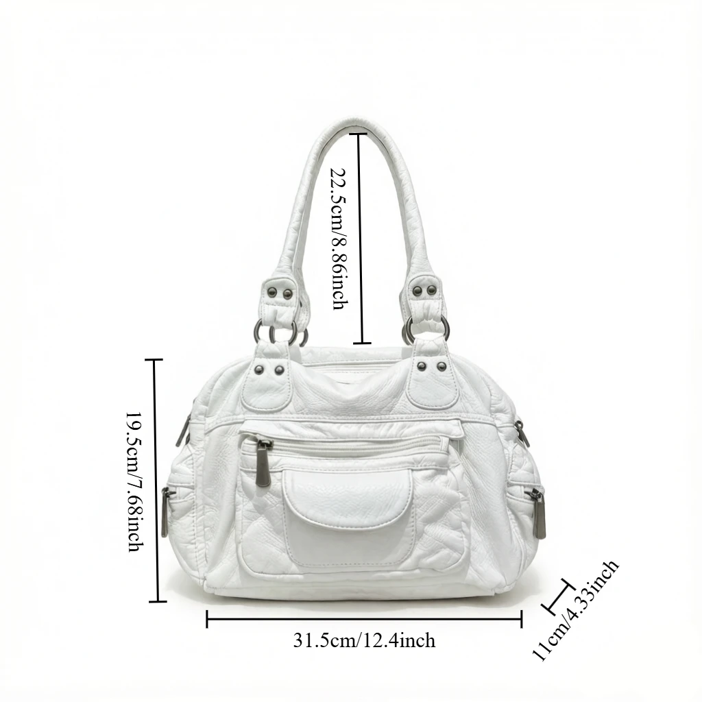 Y2K Millennium Hot Girl Retro Multi Pocket Motorcycle Shoulder Bag, Used Retro Cross Shoulder Bag
