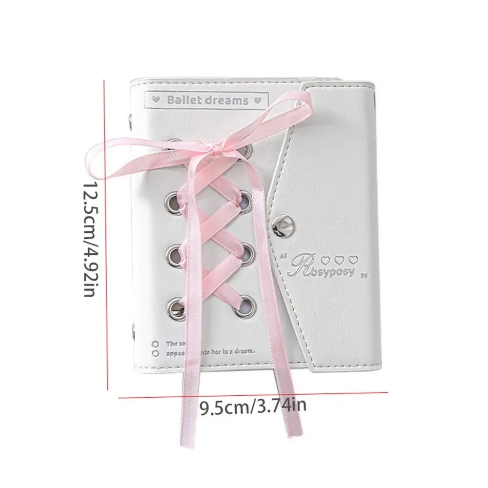 Note Paper Ribbon Loose-leaf Notebook PU Leahter Mini Hand Account Book Diary Aesthetic Balletcore Book Boys Girls