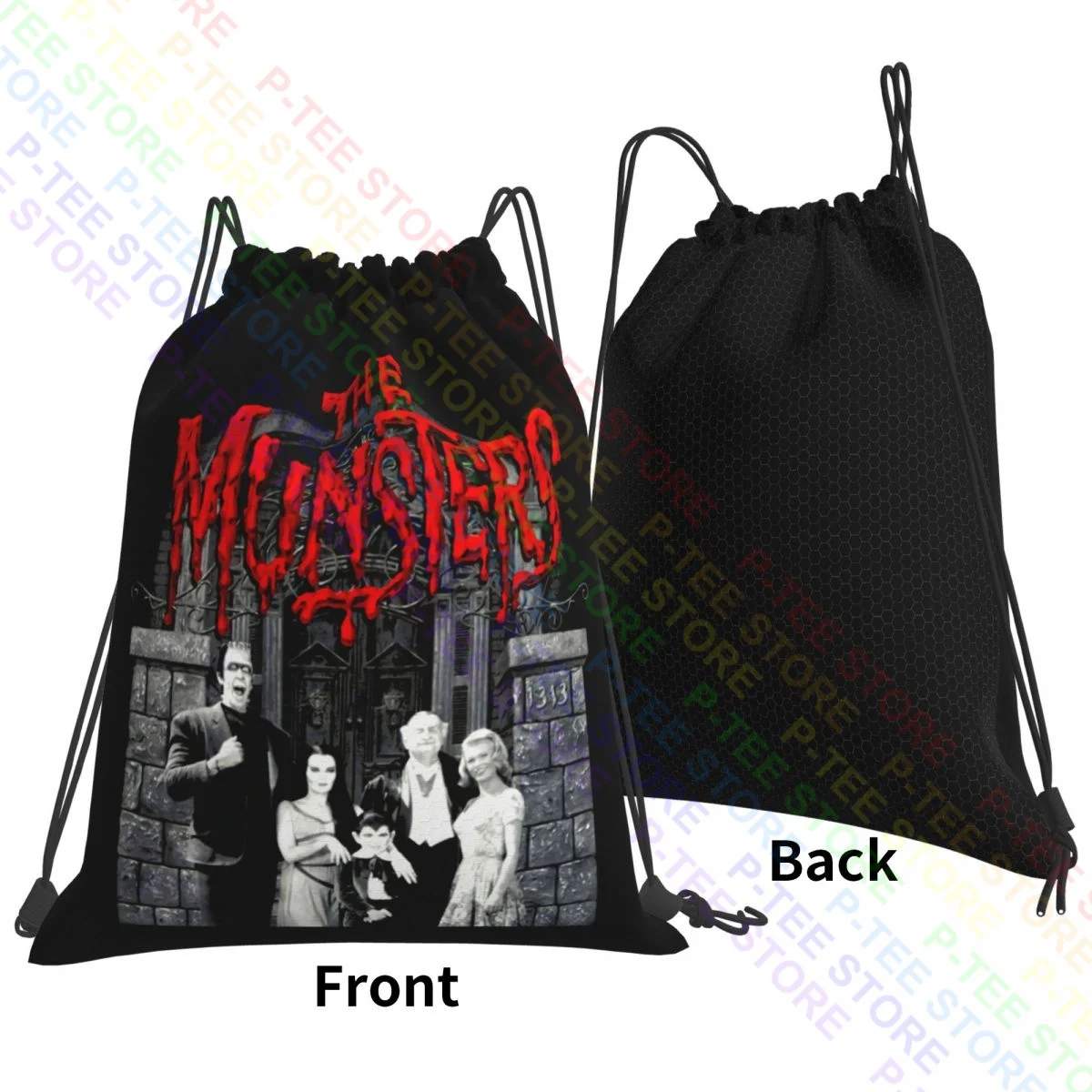 Universal The Munsters Family Portrait Red Logo Drawstring Bags Gym Bag Hot Art Print Sports Bag Riding Backpack