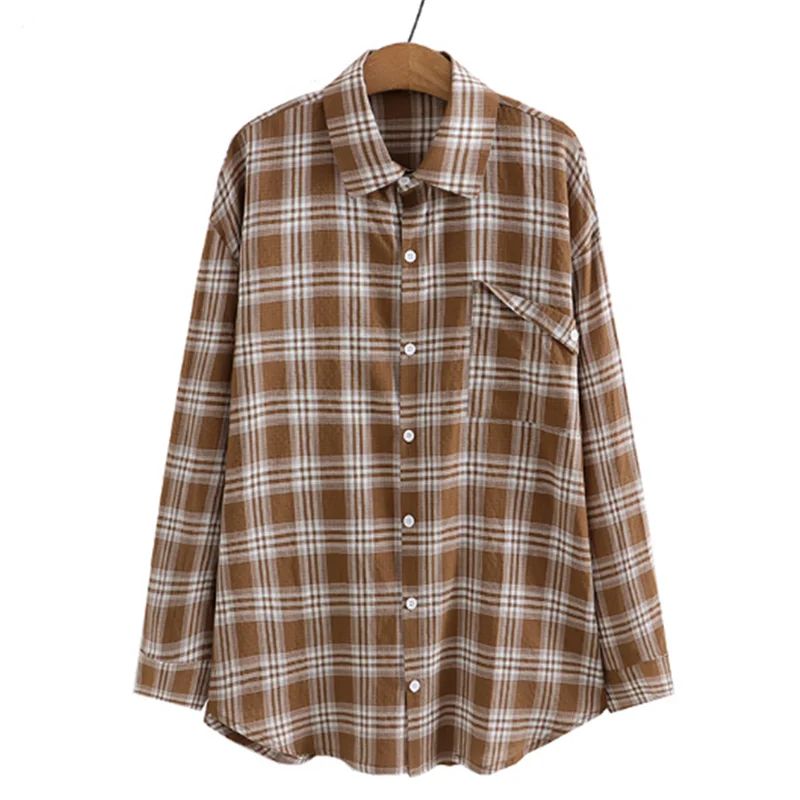 Elegant And Youth Woman Blouses Women's 2023 Spring New Thin Mid-Length Plaid Shirt Casual Top