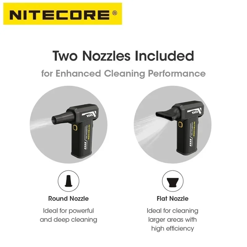 NITECORE CW20 متعددة الأغراض جيب التصوير مروحة ستبليس منفاخ الرياح 100 واط عالية الطاقة فرش السيارات للمنظف