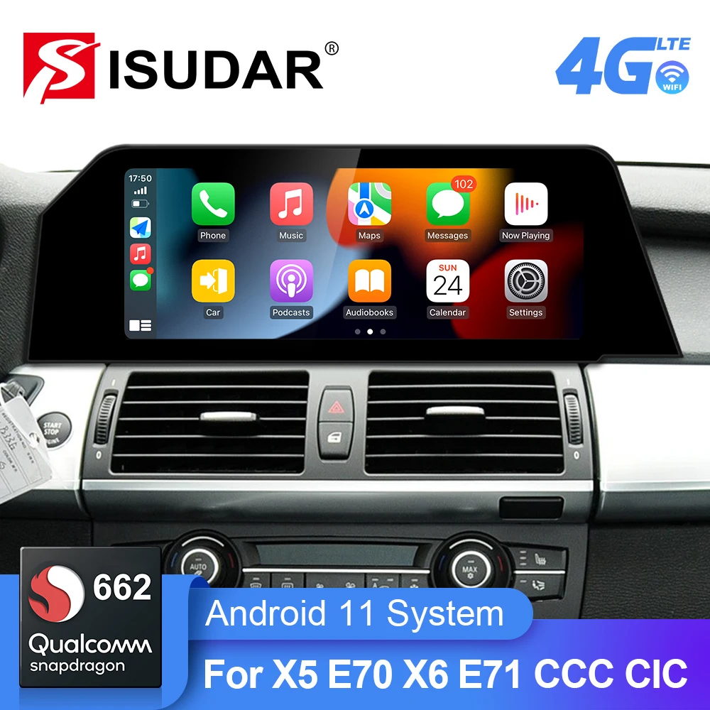 Android 11 Qualcomm Car Radio forBMW X5 E70 X6 E71 2007-2013 CCC CIC Bule Anti G-lare Screen 4G GPS Stereo Player Carplay WiFi