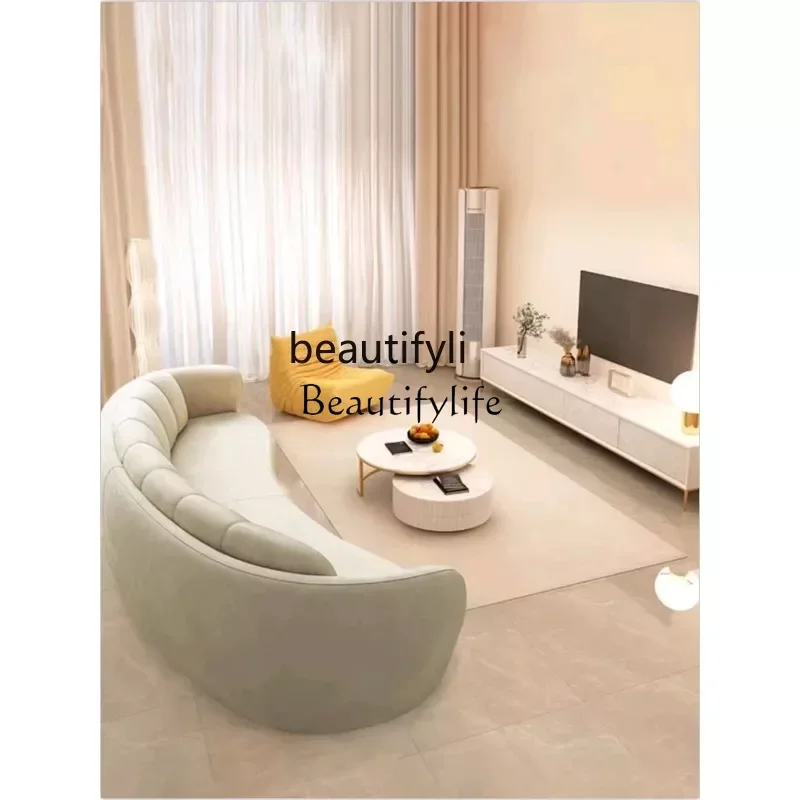 

Customized Italian Minimalist Curved Fabric Sofa Living Room Light Luxury Cream Style Club Special-Shaped Designer Creative Sofa