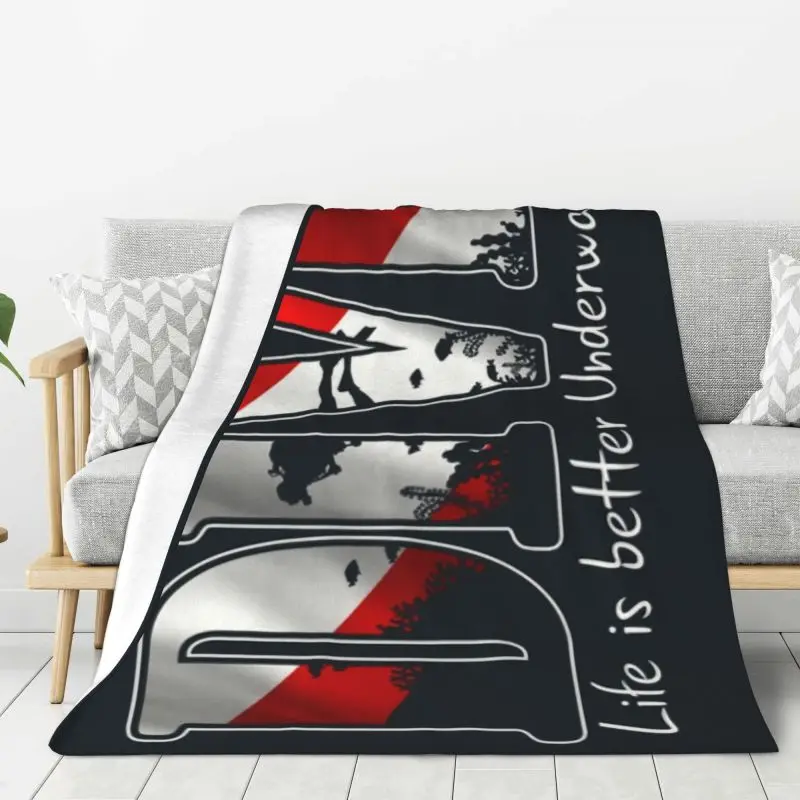 

Custom Ultra-Soft Fleece Scuba Diving Throw Blanket Warm Flannel Life is Better underwater Blankets Bedroom Car Couch Bedspreads