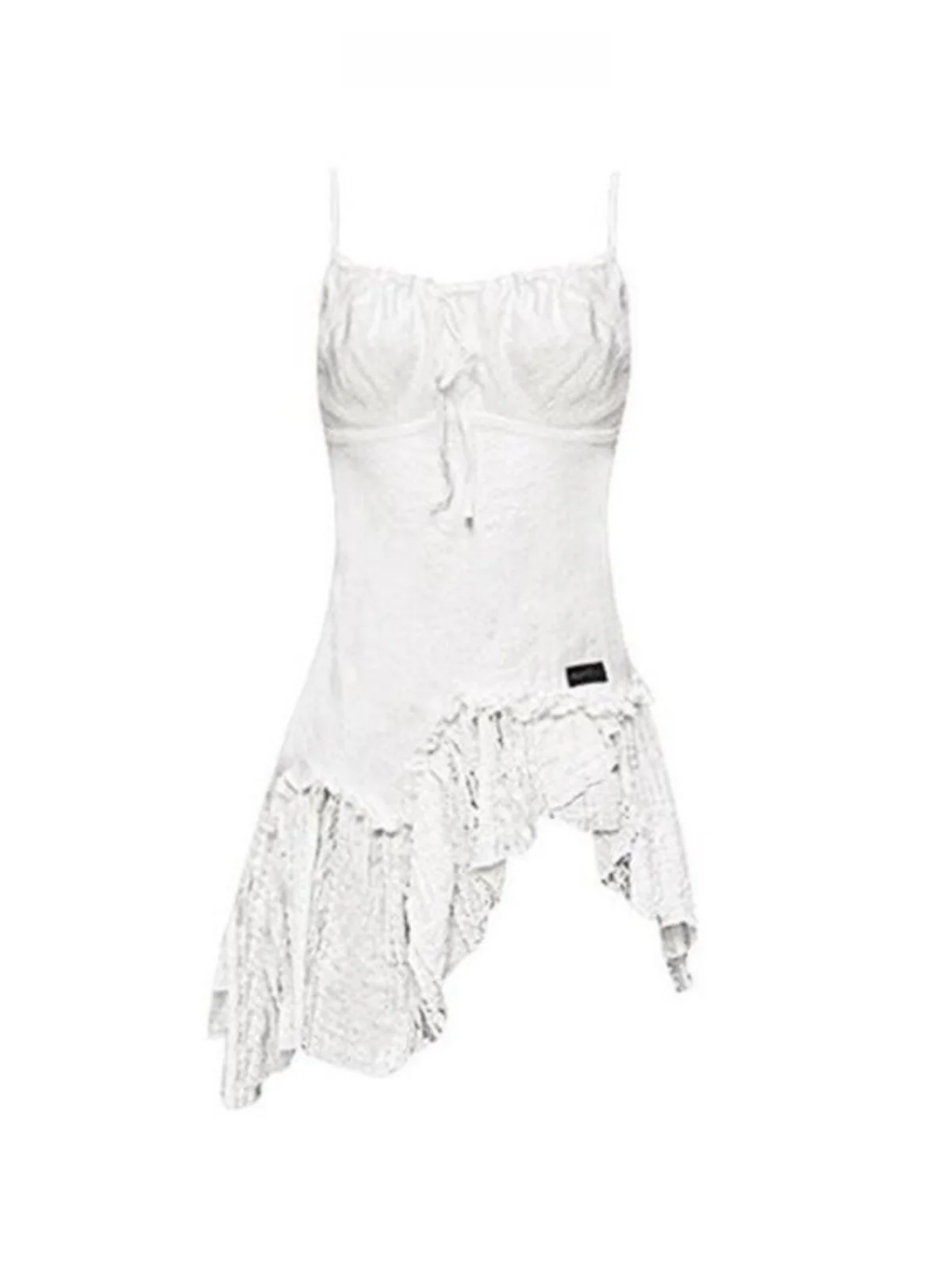 

Sweet Design Irregular Splicing Knot Oblique Strap Dress Women's New Style Casual High Waist A-Line Short Dress