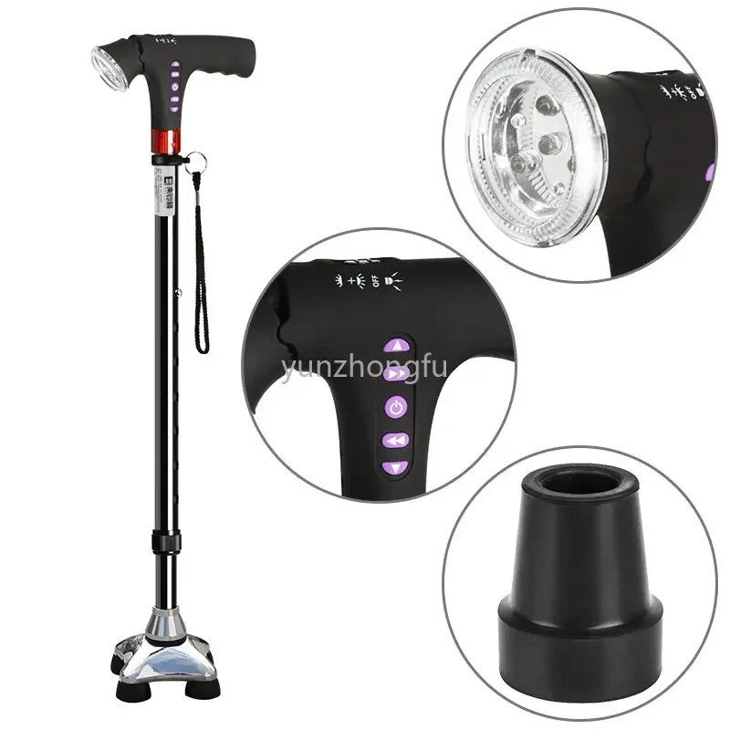 Light Crutch Lighting Radio Alarm Non-Slip Walking Stick Multifunctional Walking Stick