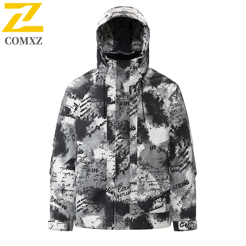 COMXZ Premium Men Down Jacket Casual White Duck Down Hiking Travel Lightweight Short Parka Skiing Warm Winter Thicken Garment