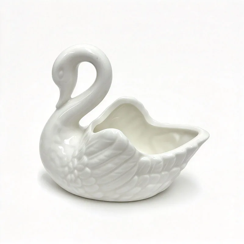 Schwan-Keramik-Ornamente, Dekoration, Aufbewahrungsbox für den Schreibtisch, Teelichthalter, Blumentopf, Heimdekoration, Einrichtungsgegenstände, Weiß, Rosa – Detail 8