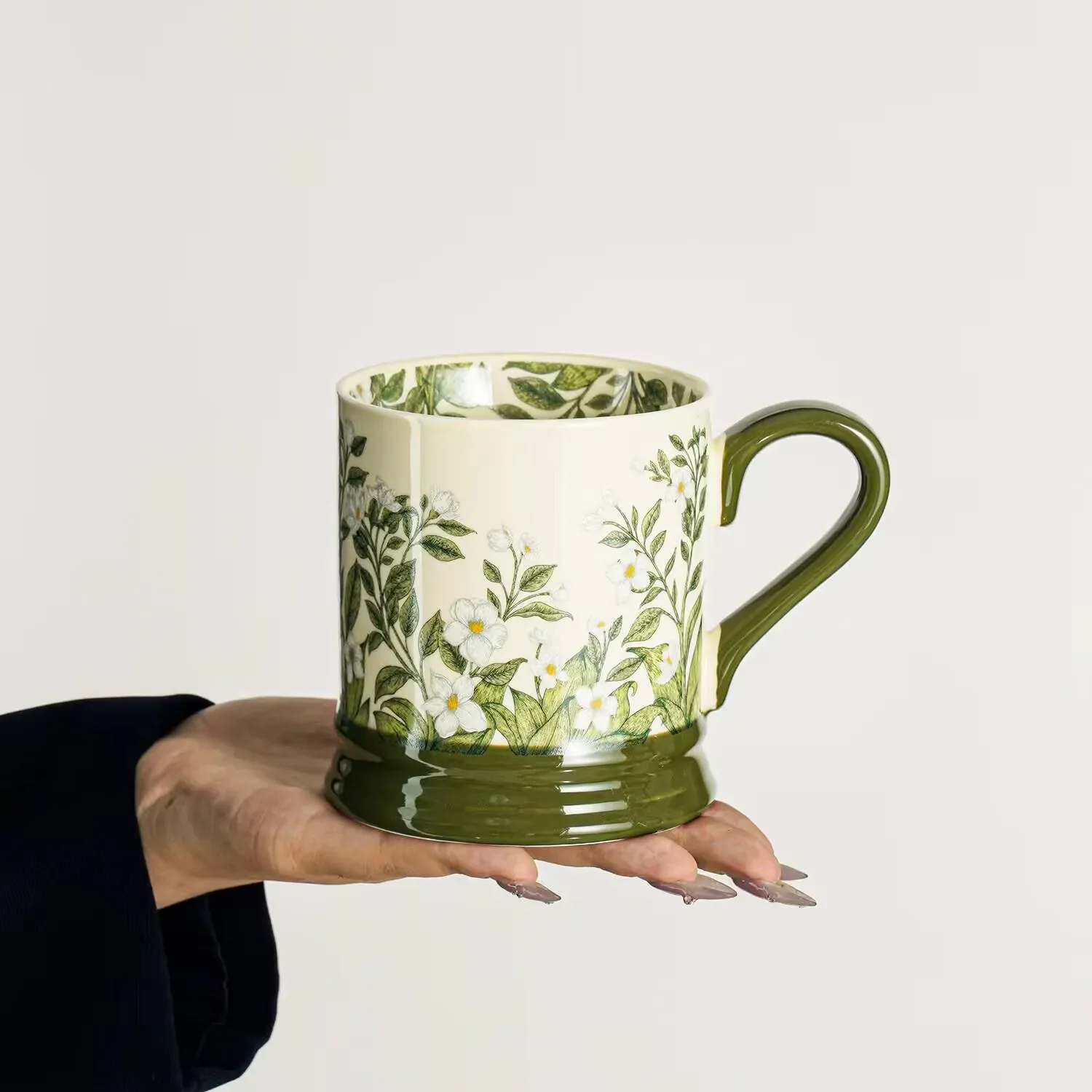 High-value ins style mug design lily of the valley flower blooming cup ceramic water cup home office coffee cup