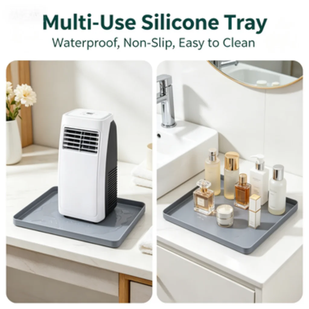Multi-purpose Non-slip Repeatedly Foldable Silicone , Air Cooler Mat, Plant Pot Tray, and Kitchen Spice & Cosmetic Organizer Mat