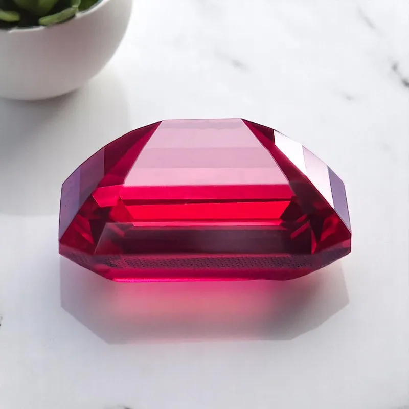 Lab Grown Ruby Emerald Cut Pigeon Blood Red VVS1 Gemstone Charms DIY Top Jewelry Making Materials Selectable  Certificate