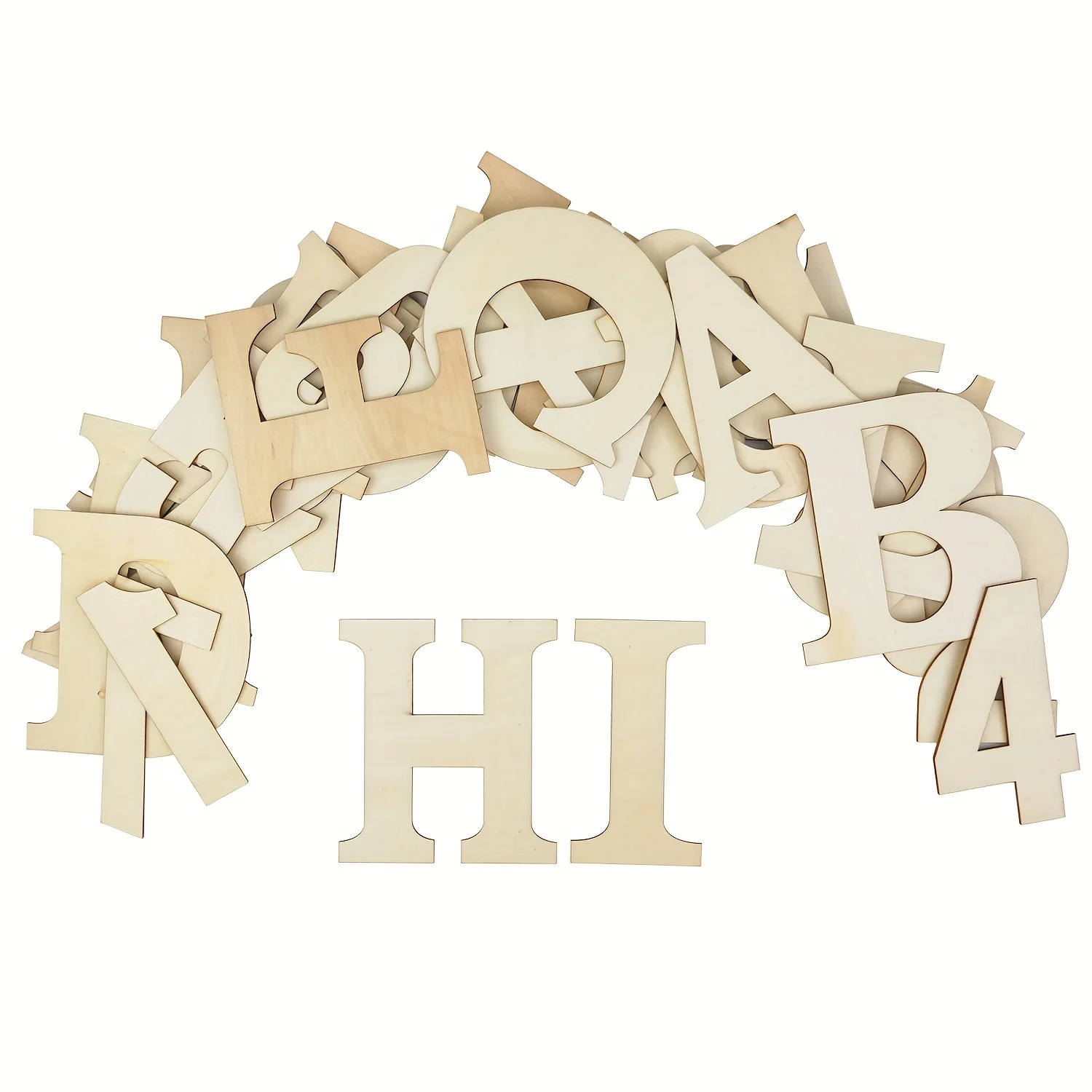 36pcs Unfinished Large Wooden Letters, Blank Wood Alphabet Sign DIY Craft for Wedding Birthday Party Wall Home Decor