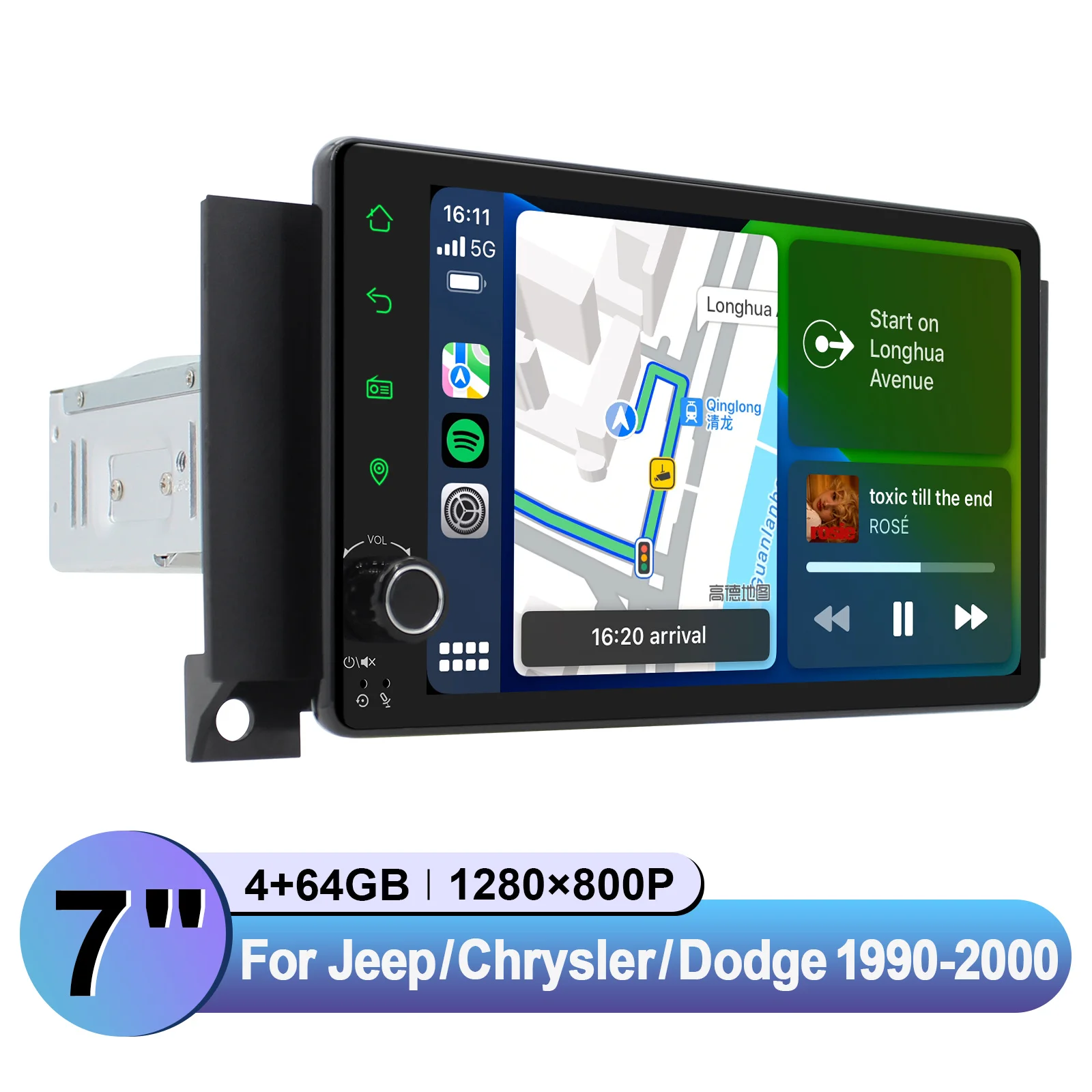 Joying Plug And Play 7 "Android autor estéreo para coche para Chrysler/Dodge/Jeep/Plymouth 1990s-2000s con Carplay Bluetooth DSP
