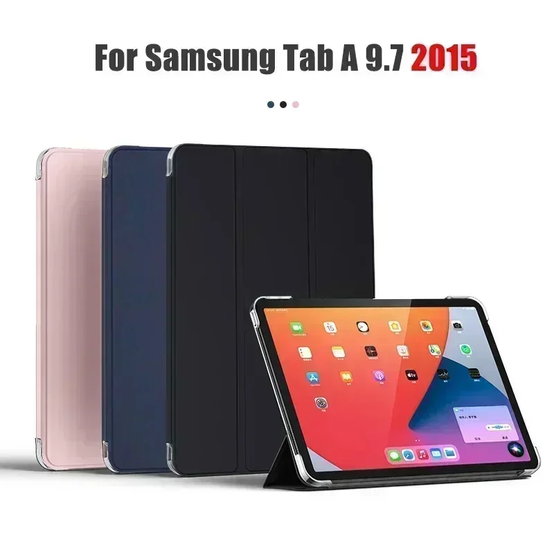 Funda para tableta Samsung Galaxy Tab A 9,7 2015 SM-T550 SM-T555 P550 P555 9,7 ''Funda PC trasera de cuero PU Funda inteligente Auto Sleep