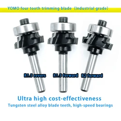 6.35mm 1/4 Shank High Quality 4 Flutes Router Bit Set Woodworking Milling Cutter R1 R2 R3 Trimming Knife Edge Band Trimmer Tools