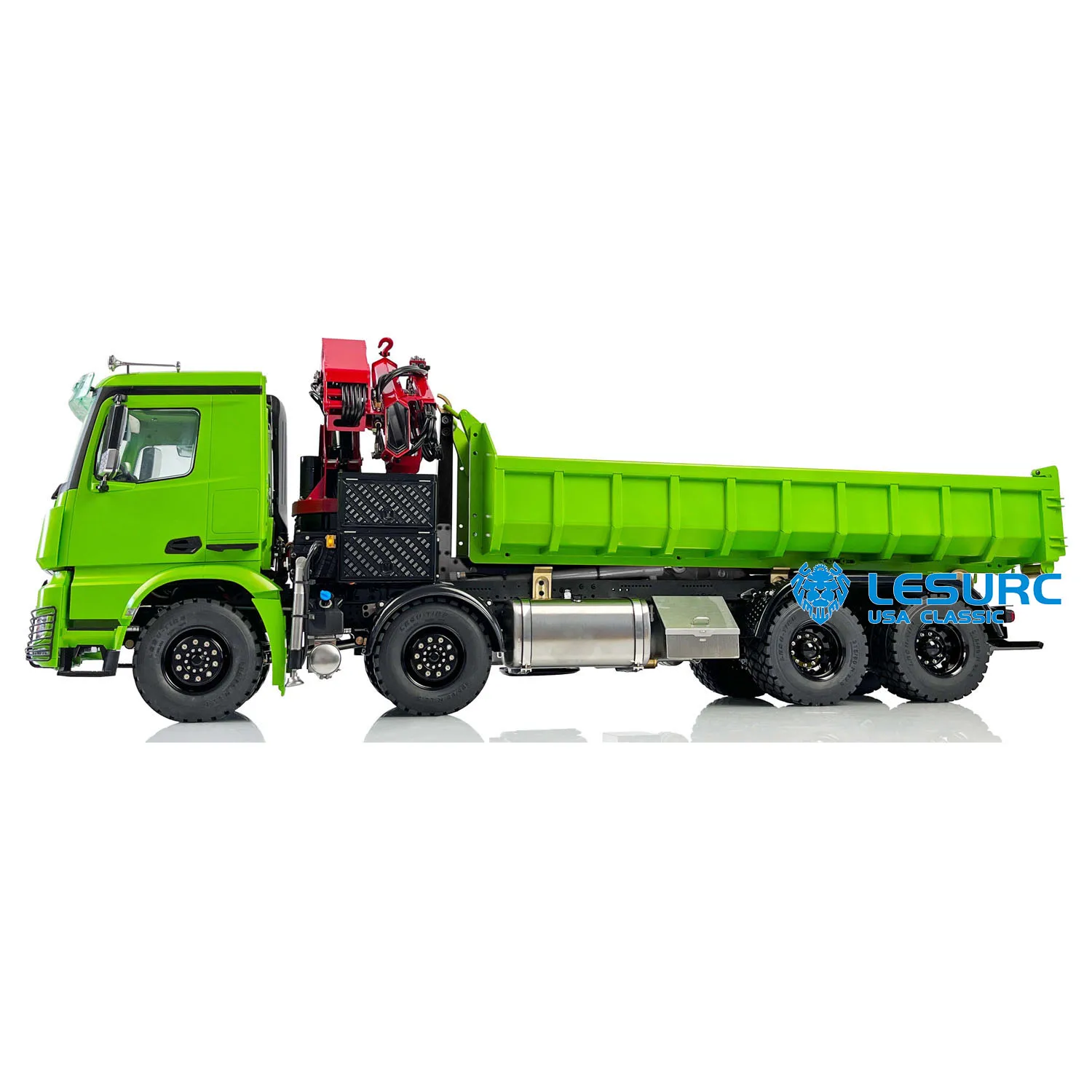 LESU 1/14 RC grúa hidráulica camión volquete 8X8 RTR coche volquete eléctrico luz sonido Radio Control vehículo volquete modelo juguetes al aire libre