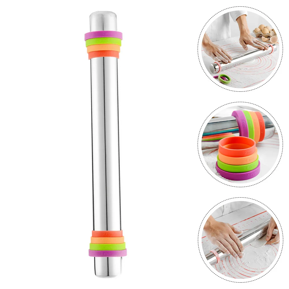 

Adjustable Stainless Steel Rolling Pin Non-Stick Baking Roller Practical Dough Roller Pin For Pastry Cookie Pizza Kitchen Tools