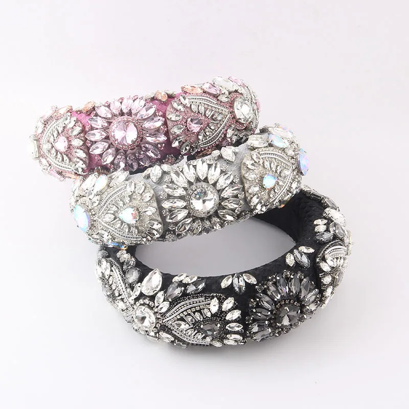 New fashion style diamond-set exaggerated sponge geometric headband women's dance gorgeous highlights hair accessories