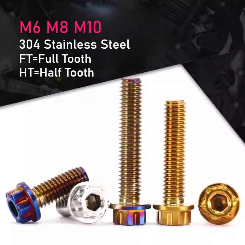 

M6 M8 M10 304 Stainless Steel Titanium Plated Internal External Hex Flange Screws Bolts For Auto Motorcycle Parts