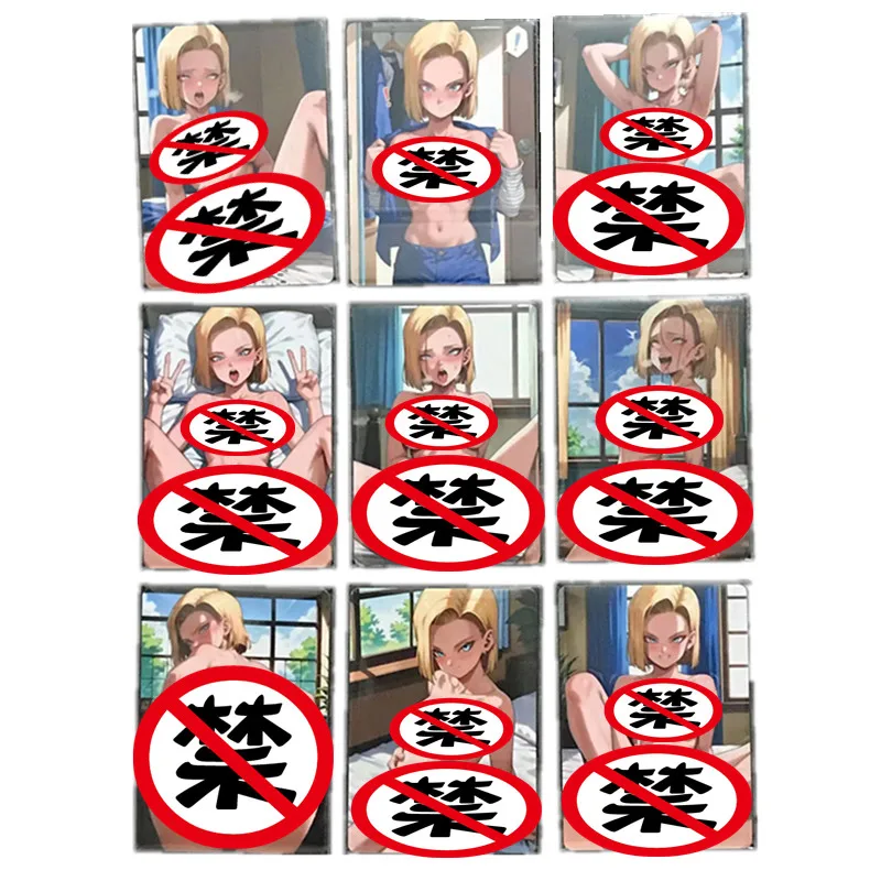 9Pcs/set Anime Card Dragon Ball Z Android No. 18 Sexy Nude Card Goddess Toy Gift Game Homemade Comic Collection Card