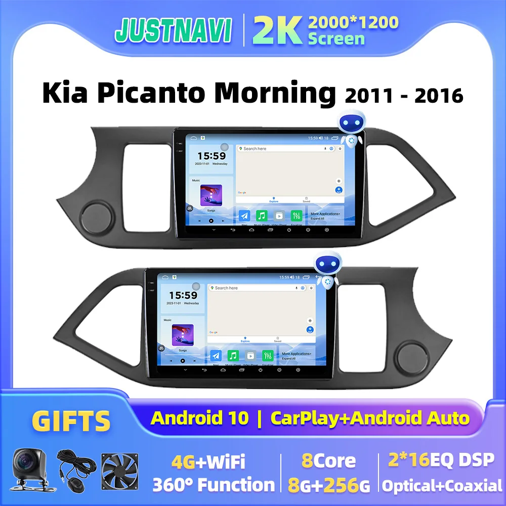 JUSTNAVI For KIA PICANTO Morning 2011 - 2016 Wireless CarPlay Android Auto Radio Car Multimedia Video Player Stereo GPS Navi DVD