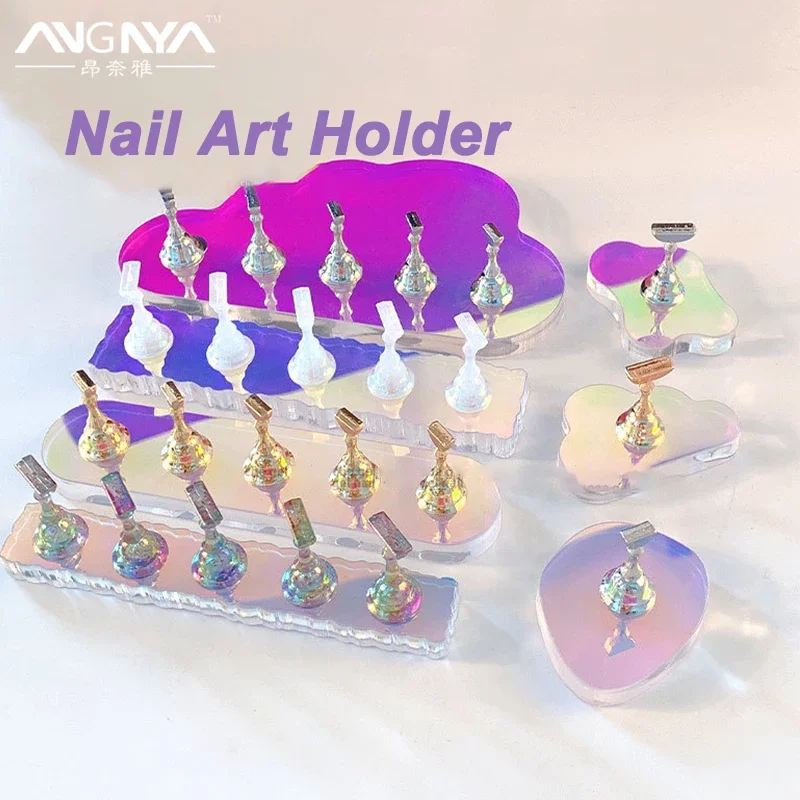 

Акриловый держатель для ногтей Aurora с основанием, демонстрирующими полками, подставка для ногтей для прессования ногтей, накладные кончики ногтей, органайзер для тренировок