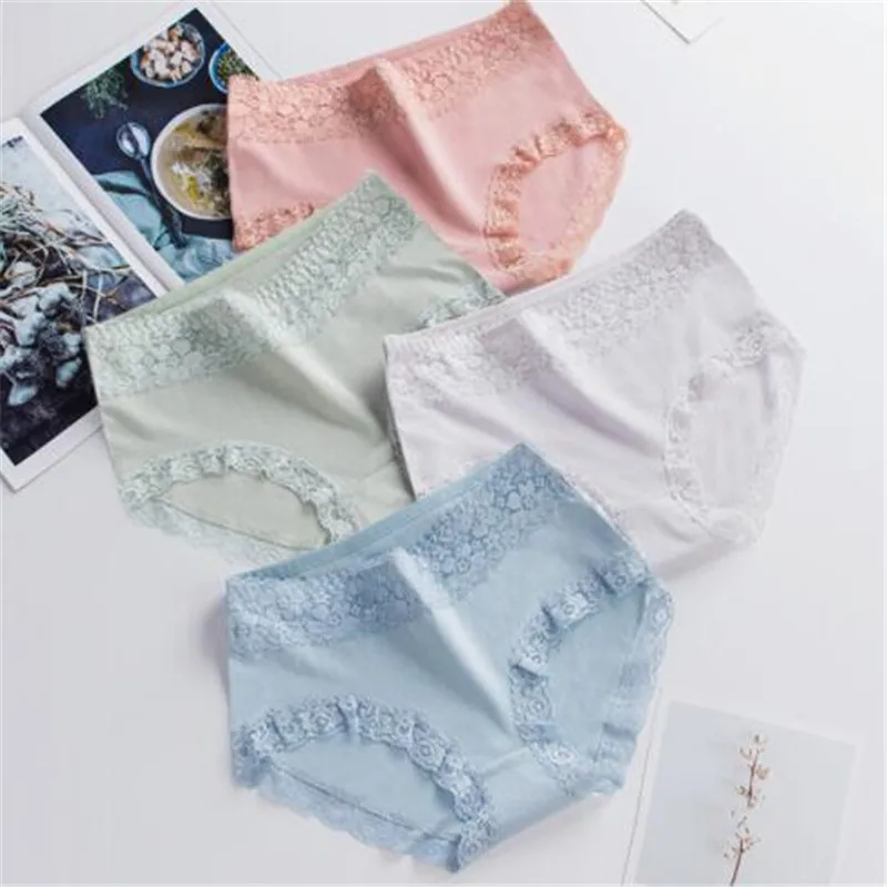 12 pieces Cotton Women\'s Underwear Cute Sexy Comfortable Soft Lace Panties Seamless Girl Briefs Flingerie Large Size SALE