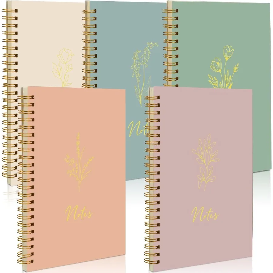 5 Pack Spiral Notebook Aesthetic School plies A5 Wide Ruled 160 Pages 80 Sheets Cute Notebook for Work Students School Office p